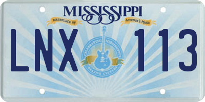 MS license plate LNX113