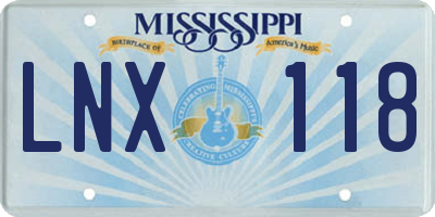 MS license plate LNX118