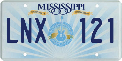 MS license plate LNX121
