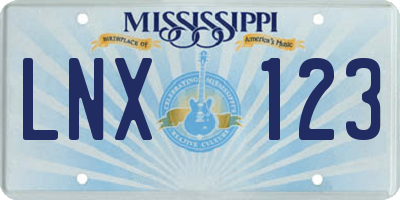 MS license plate LNX123