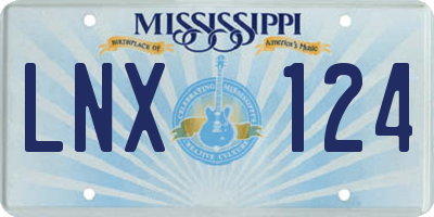MS license plate LNX124