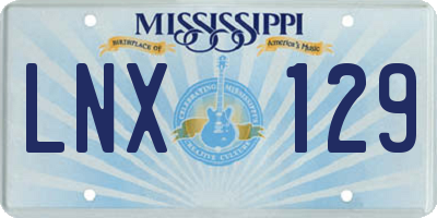 MS license plate LNX129