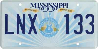 MS license plate LNX133
