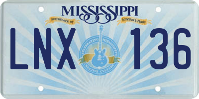 MS license plate LNX136