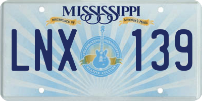 MS license plate LNX139