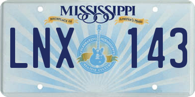 MS license plate LNX143