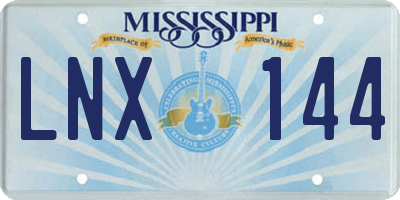 MS license plate LNX144