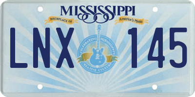 MS license plate LNX145