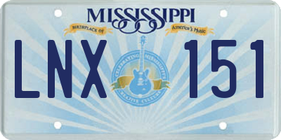 MS license plate LNX151