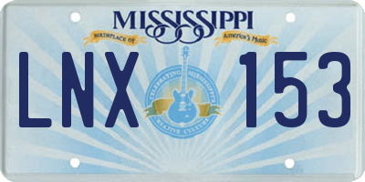 MS license plate LNX153
