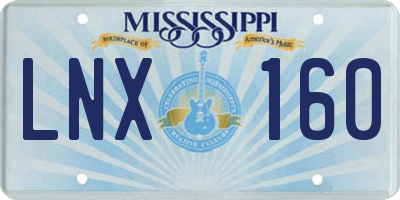 MS license plate LNX160