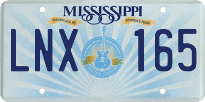 MS license plate LNX165