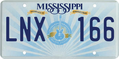 MS license plate LNX166
