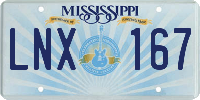 MS license plate LNX167