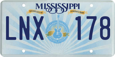 MS license plate LNX178