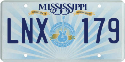 MS license plate LNX179