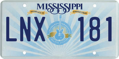 MS license plate LNX181