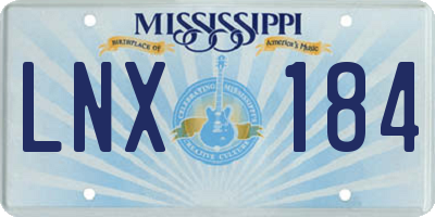 MS license plate LNX184