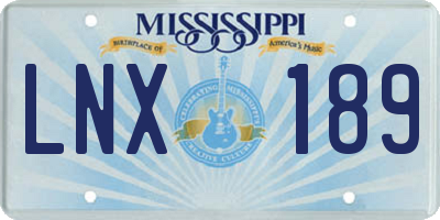 MS license plate LNX189