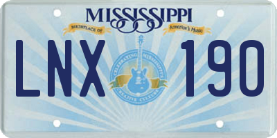 MS license plate LNX190