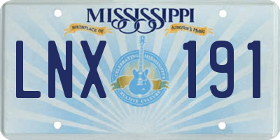 MS license plate LNX191