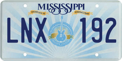 MS license plate LNX192