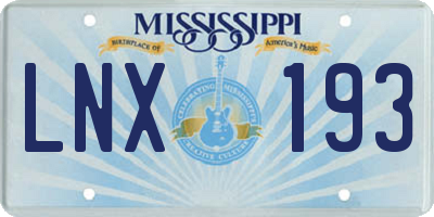 MS license plate LNX193