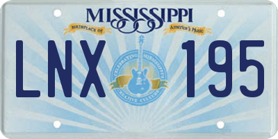 MS license plate LNX195