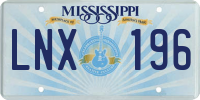 MS license plate LNX196