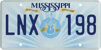 MS license plate LNX198