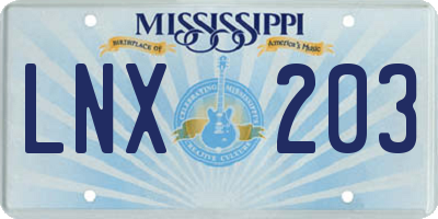 MS license plate LNX203
