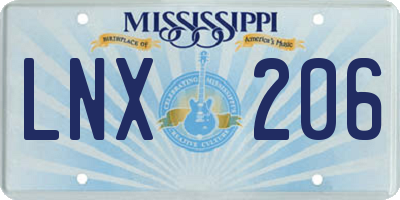 MS license plate LNX206