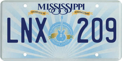 MS license plate LNX209