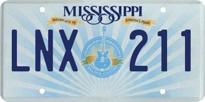 MS license plate LNX211