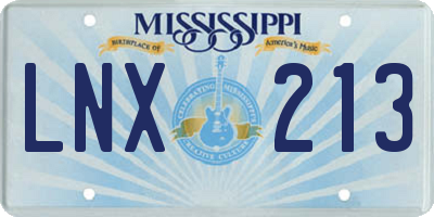 MS license plate LNX213