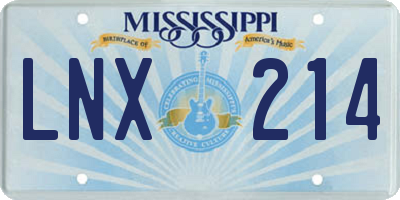 MS license plate LNX214