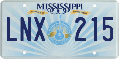 MS license plate LNX215