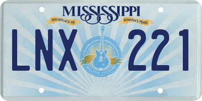 MS license plate LNX221