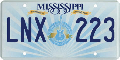 MS license plate LNX223