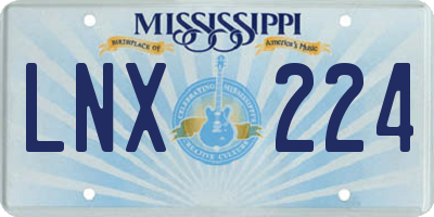MS license plate LNX224