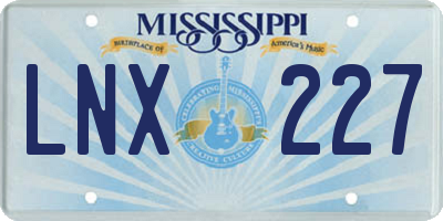 MS license plate LNX227