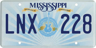 MS license plate LNX228
