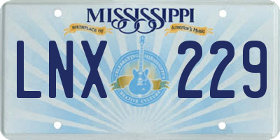 MS license plate LNX229