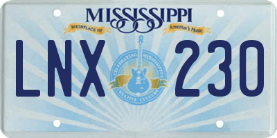 MS license plate LNX230