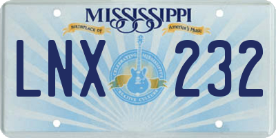 MS license plate LNX232