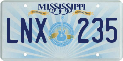 MS license plate LNX235