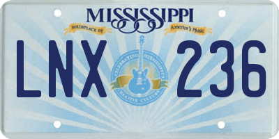 MS license plate LNX236