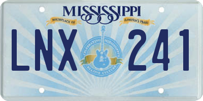 MS license plate LNX241