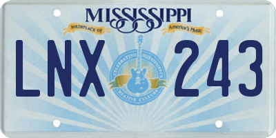 MS license plate LNX243