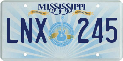MS license plate LNX245